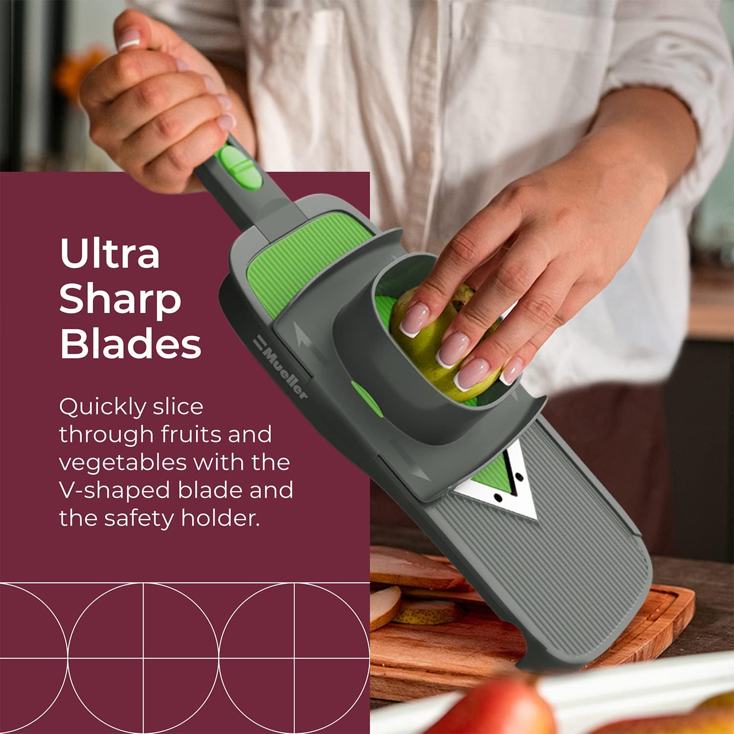 Mueller Handheld V-Slicer for Vegetables, Salads, Adjustable Thickness, Healthy Meals