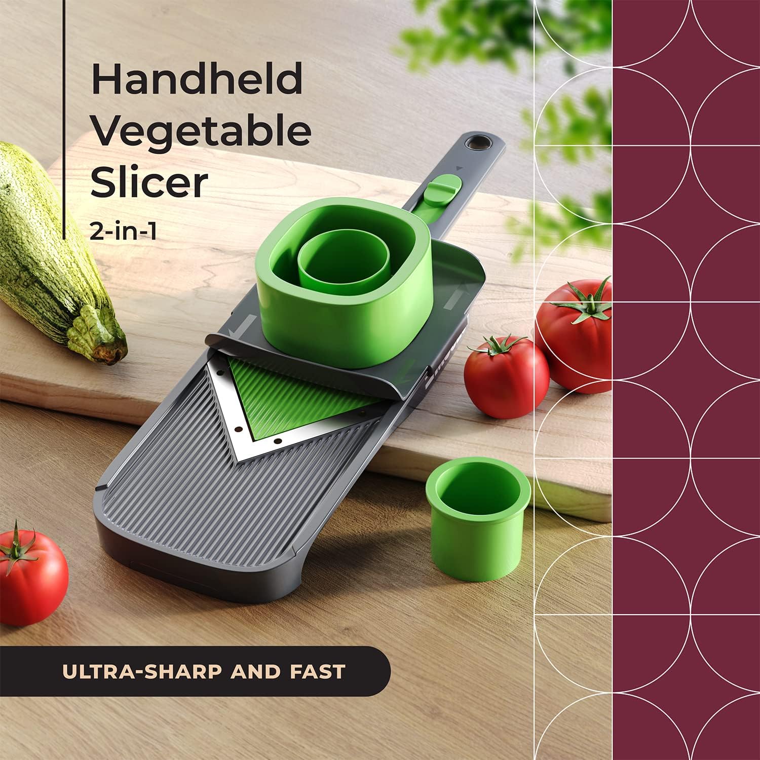 Mueller Handheld V-Slicer for Vegetables, Salads, Adjustable Thickness, Healthy Meals